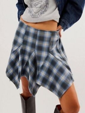 Free People Kerchief Hem Plaid Skirt